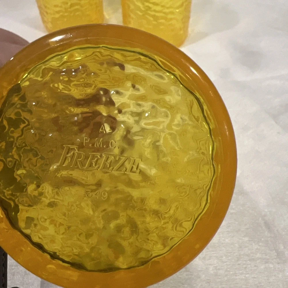 Vintage Freeze Resturant‎ Drinking Glasses 8 Oz Set Of 3 Gold/yellow  Textured